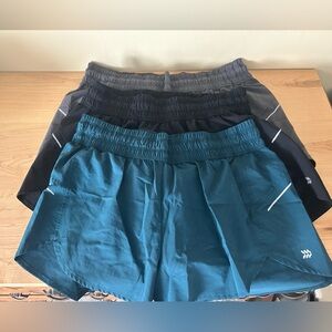 Set of Three Target Athletic Shorts in Teal, Black, and Gray